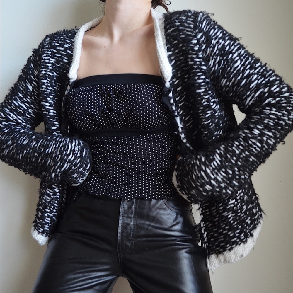 black and white knit button down cardigan from napa girls / size large